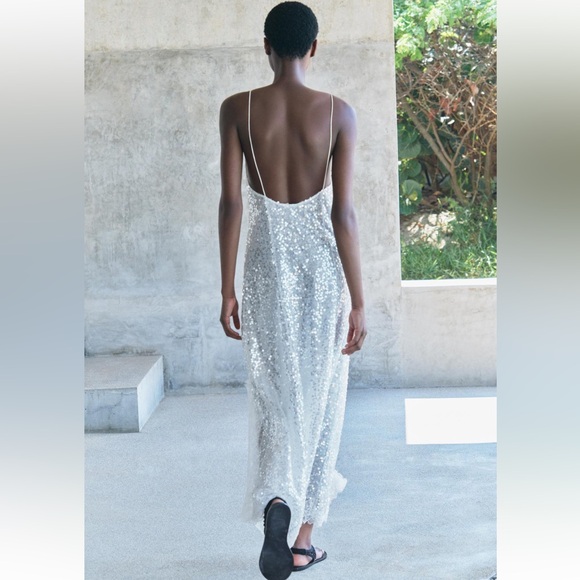 ZARA SEQUIN SLIP DRESS - Picture 11 of 15